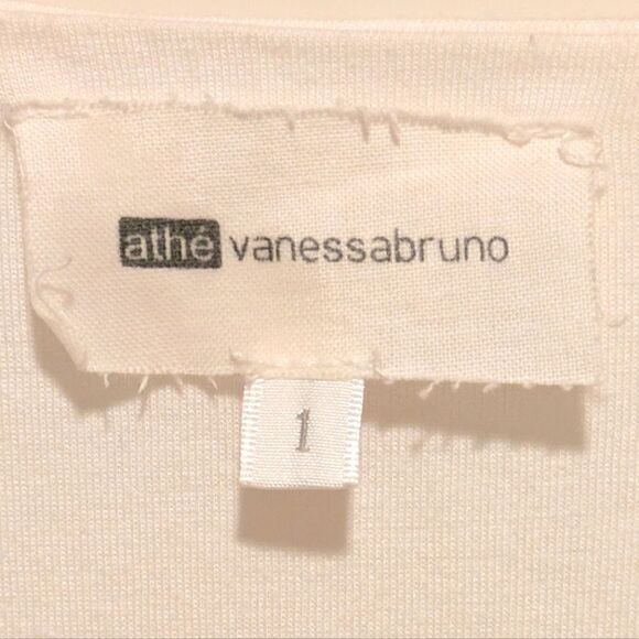 Athé Vanessa Bruno Size 1 Fully Lined White Cotton Tie Front Dress - Picture 8 of 9